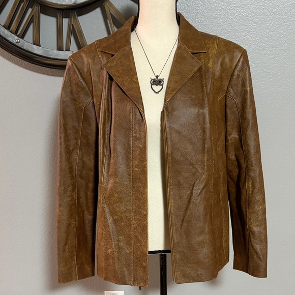 Q.U.E. Brown Leather Women's Jacket - Picture 8 of 10